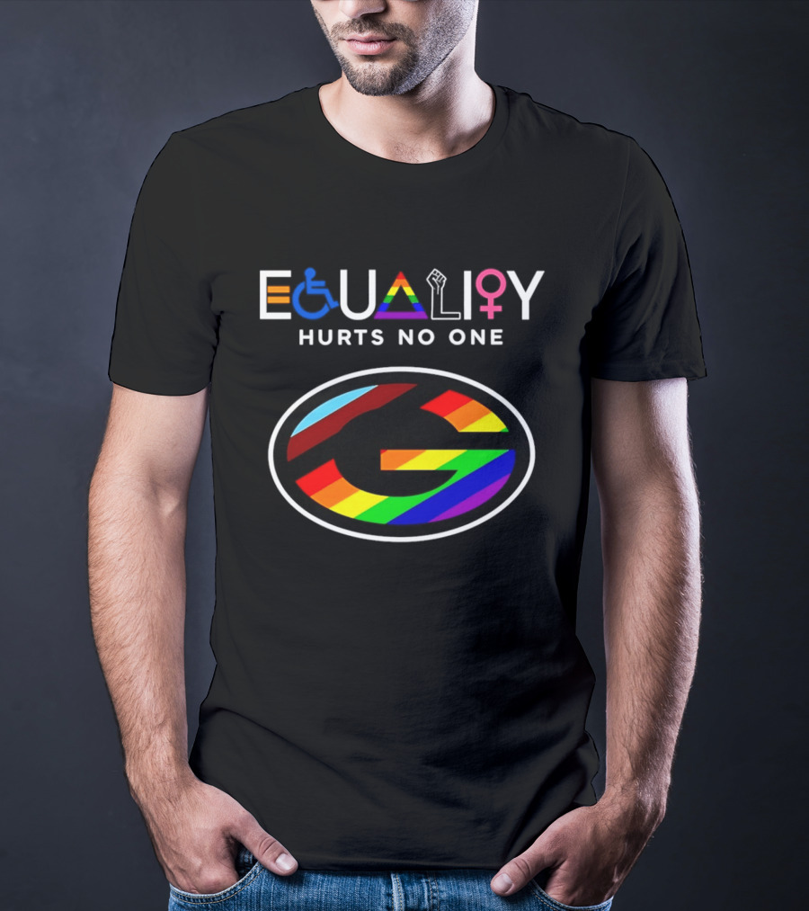 EQUALITY HURTS NO ONE Green Bay Packers Rainbow T-Shirt