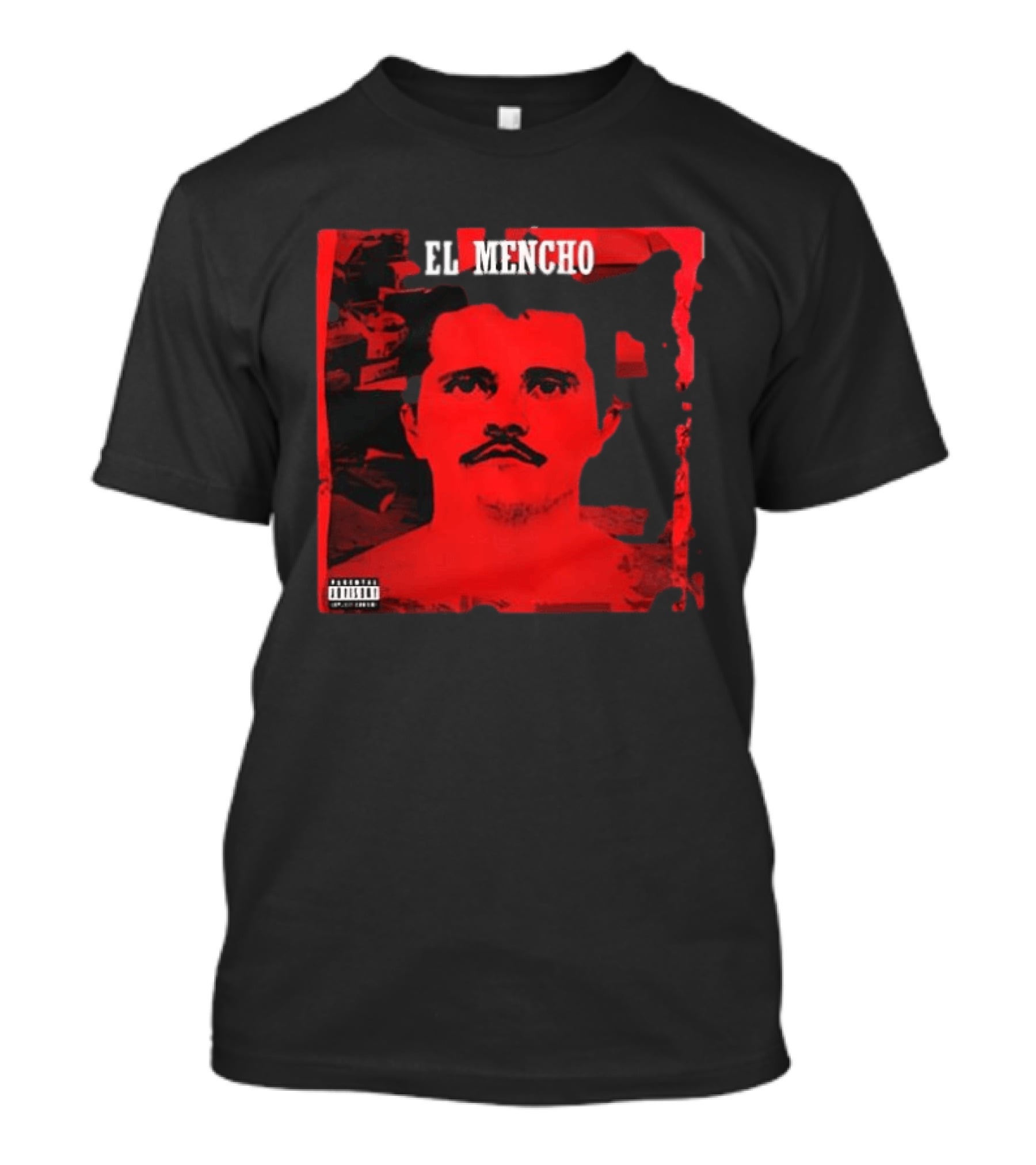 El Mencho CJNG Red Portrait Explicit Content T-Shirt
