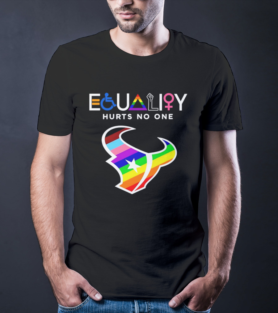 Houston Texans Equality Rainbow Logo Hurts No One T-Shirt