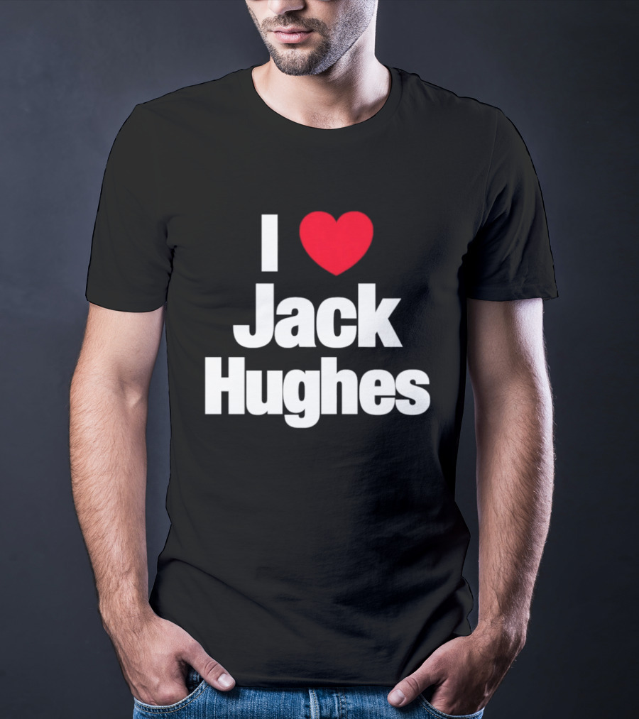I Love Jack Hughes New Jersey Devils Heart Fan T-Shirt