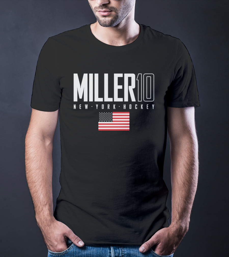 Miller 10 New York Hockey USA Flag T-Shirt