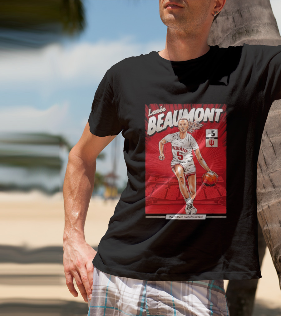 Lenée Beaumont Indiana Hoosiers No 5 Comic Basketball Athlete T-Shirt