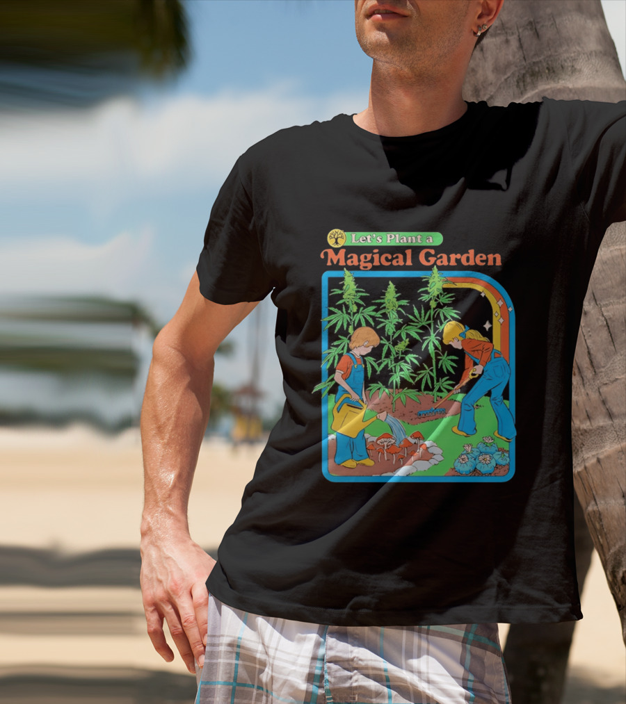 Let's Plant A Magical Garden Children Steven Rhodes Retro Gardening Adventure T-Shirt