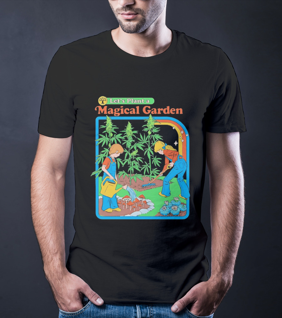 Let's Plant A Magical Garden Children Steven Rhodes Retro Gardening Adventure T-Shirt