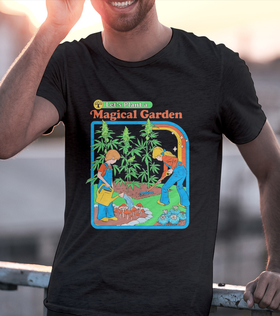 Let's Plant A Magical Garden Children Steven Rhodes Retro Gardening Adventure T-Shirt