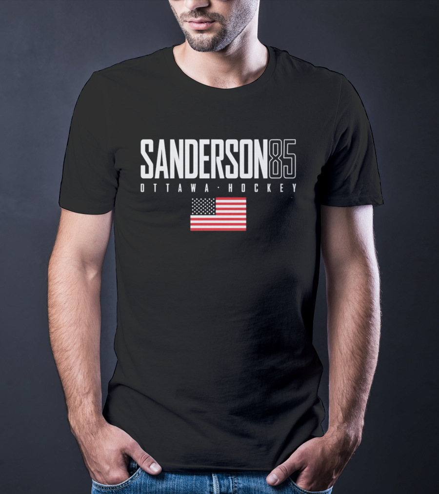 Sanderson 85 Ottawa Hockey USA Flag T-Shirt