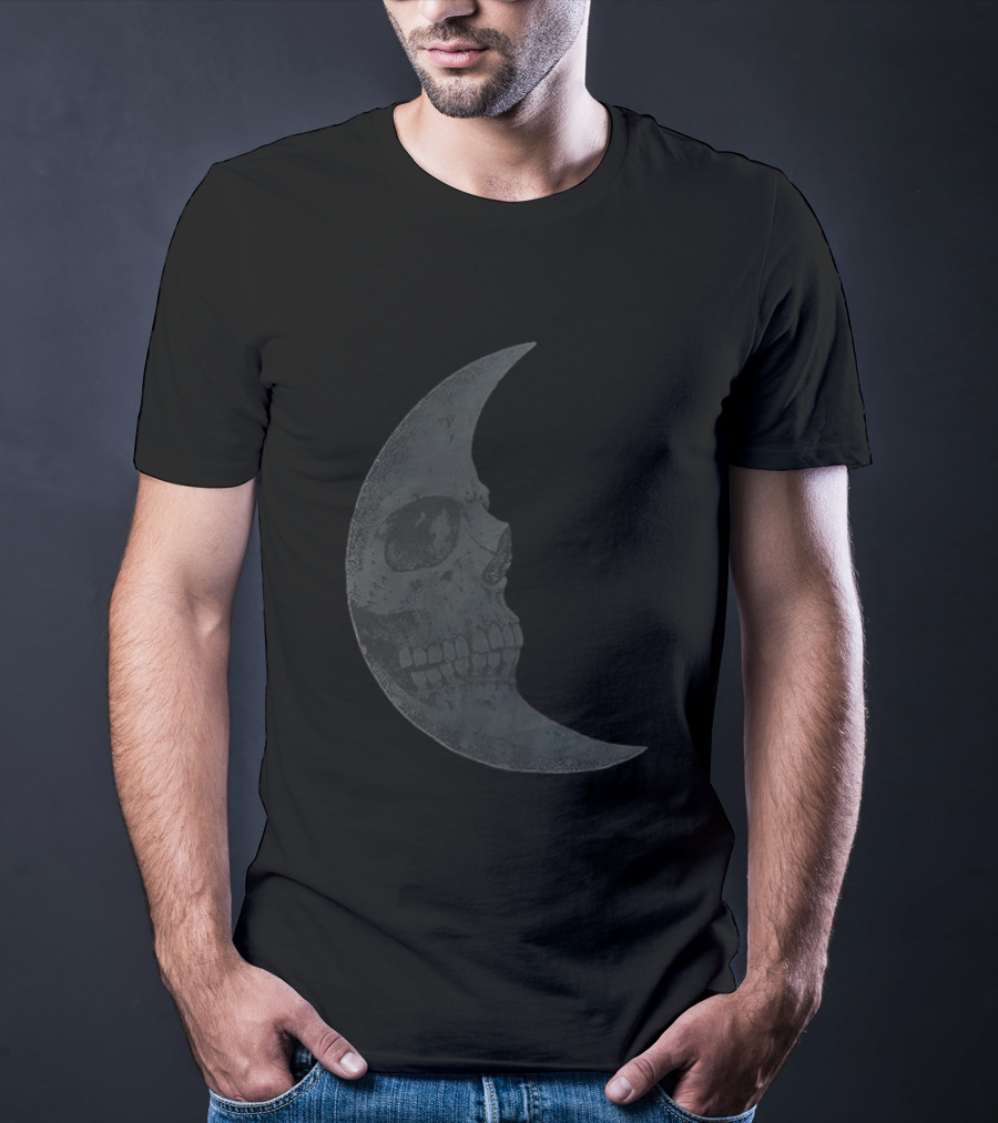 Lunar Crescent Skull Art Crescent Moon Skull T-Shirt