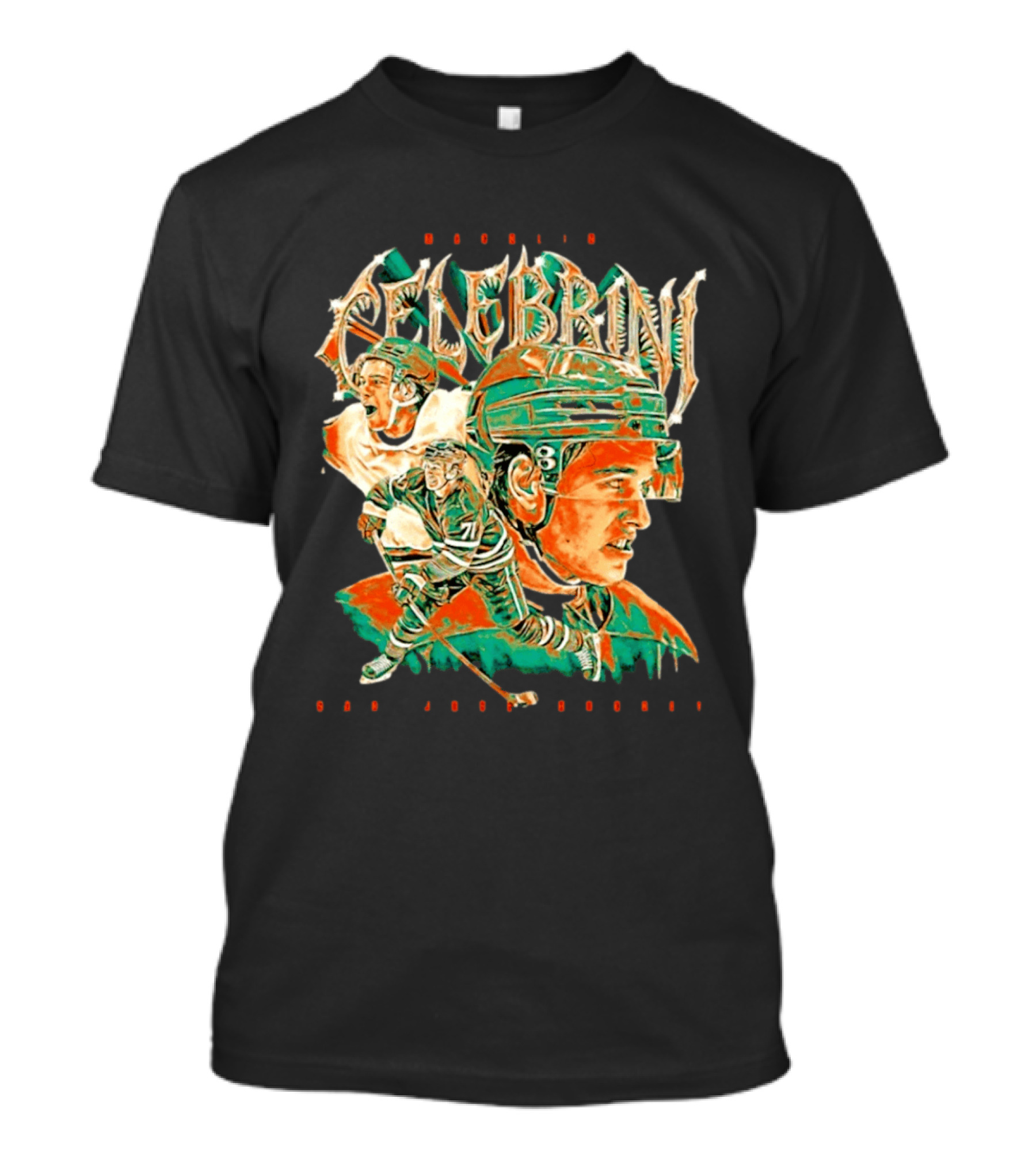 Macklin Celebrini Hockey San Jose Collage T-Shirt
