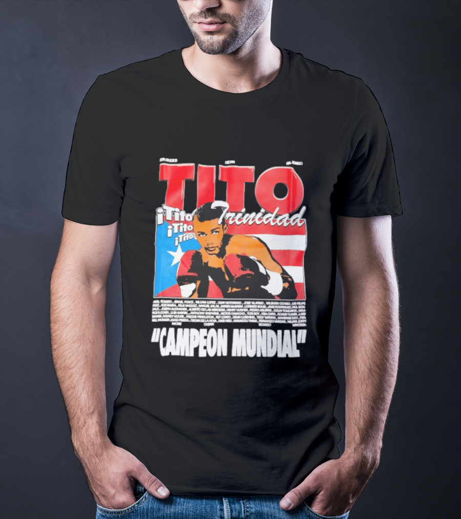 Tito Trinidad Campeon Mundial Puerto Rican Flag Boxing Legend T-Shirt