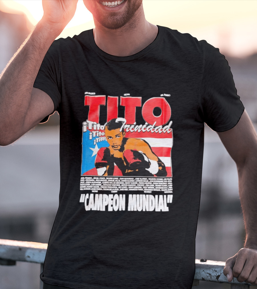 Tito Trinidad Campeon Mundial Puerto Rican Flag Boxing Legend T-Shirt