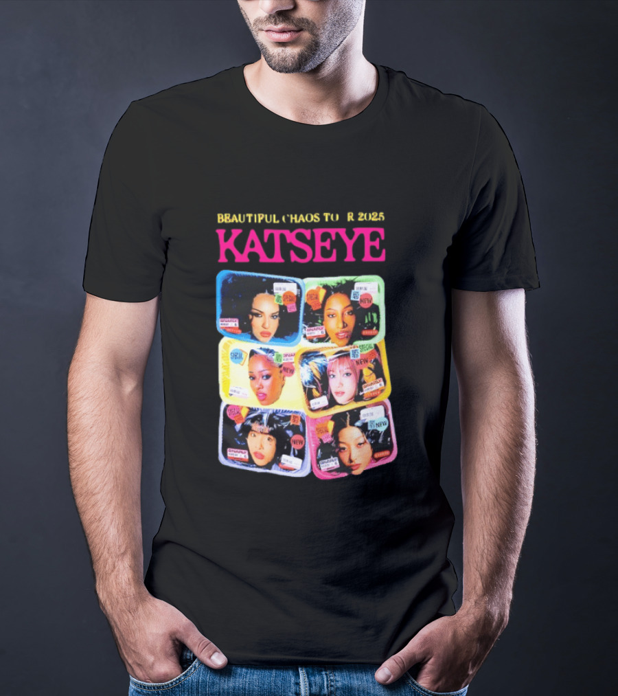 Beautiful Chaos Tour 2025 Katseye Selfie Expressive Portraits 90s Pop T-Shirt