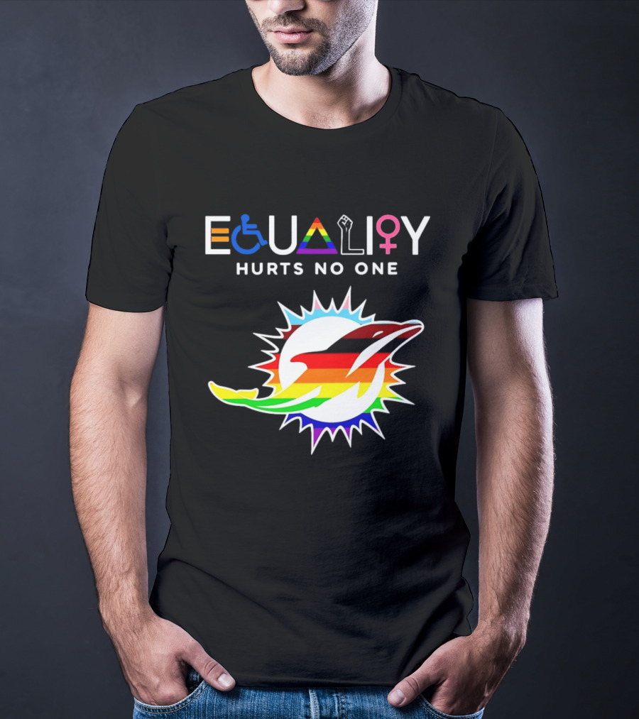 Miami Dolphins Equality Hurts No One Rainbow Pride T-Shirt