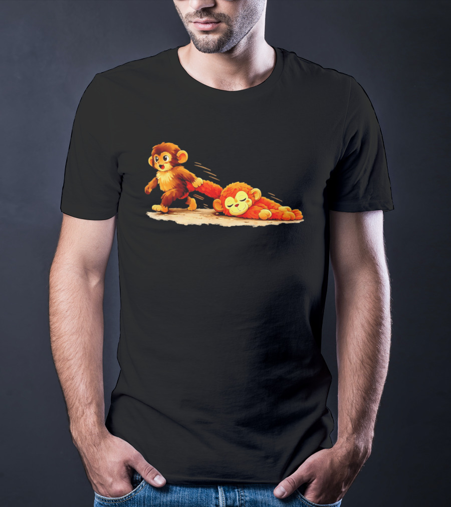 Monkey Baby Pulling Sleeping Monkey Meme T-Shirt