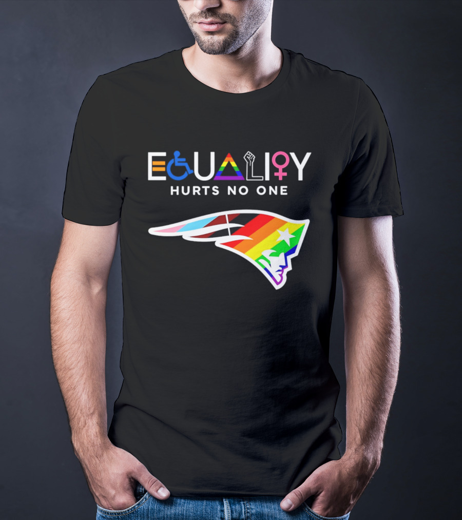 New England Patriots Equality Hurts No One Inclusive Pride Logos T-Shirt