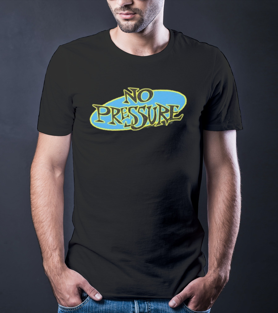 Retro Text Style No Pressure Blue Yellow T-Shirt
