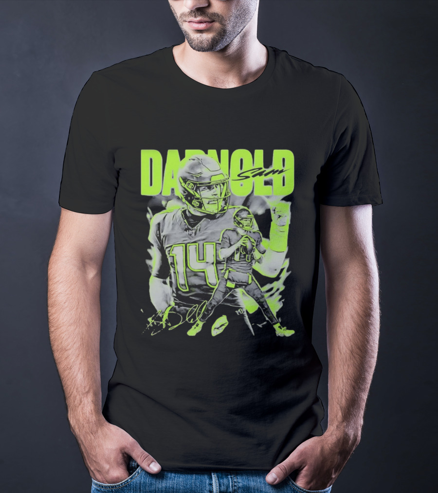Sam Darnold Seattle Number 14 Neon Sports T-Shirt