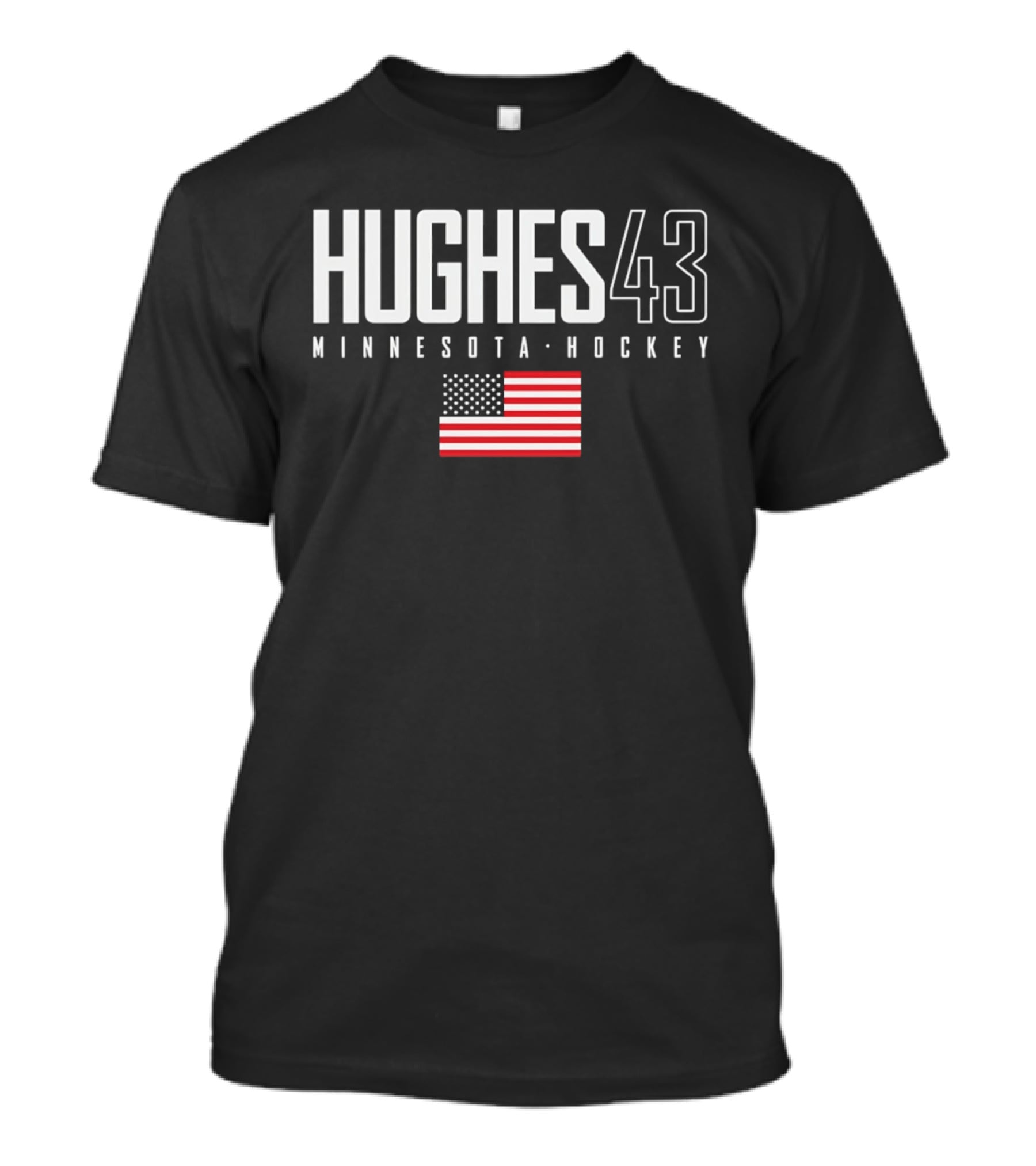 Hughes 43 Minnesota Hockey USA Flag T-Shirt