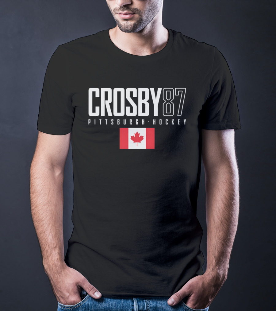Crosby 87 Pittsburgh Hockey Canada Flag T-Shirt