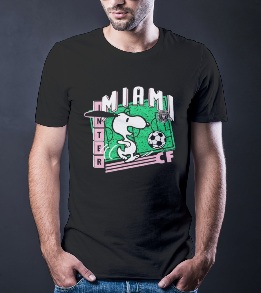 Inter Miami CF Snoopy Soccer Peanuts Collaboration T-Shirt