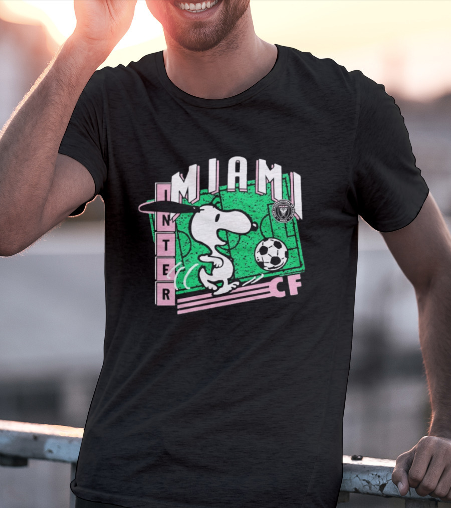 Inter Miami CF Snoopy Soccer Peanuts Collaboration T-Shirt