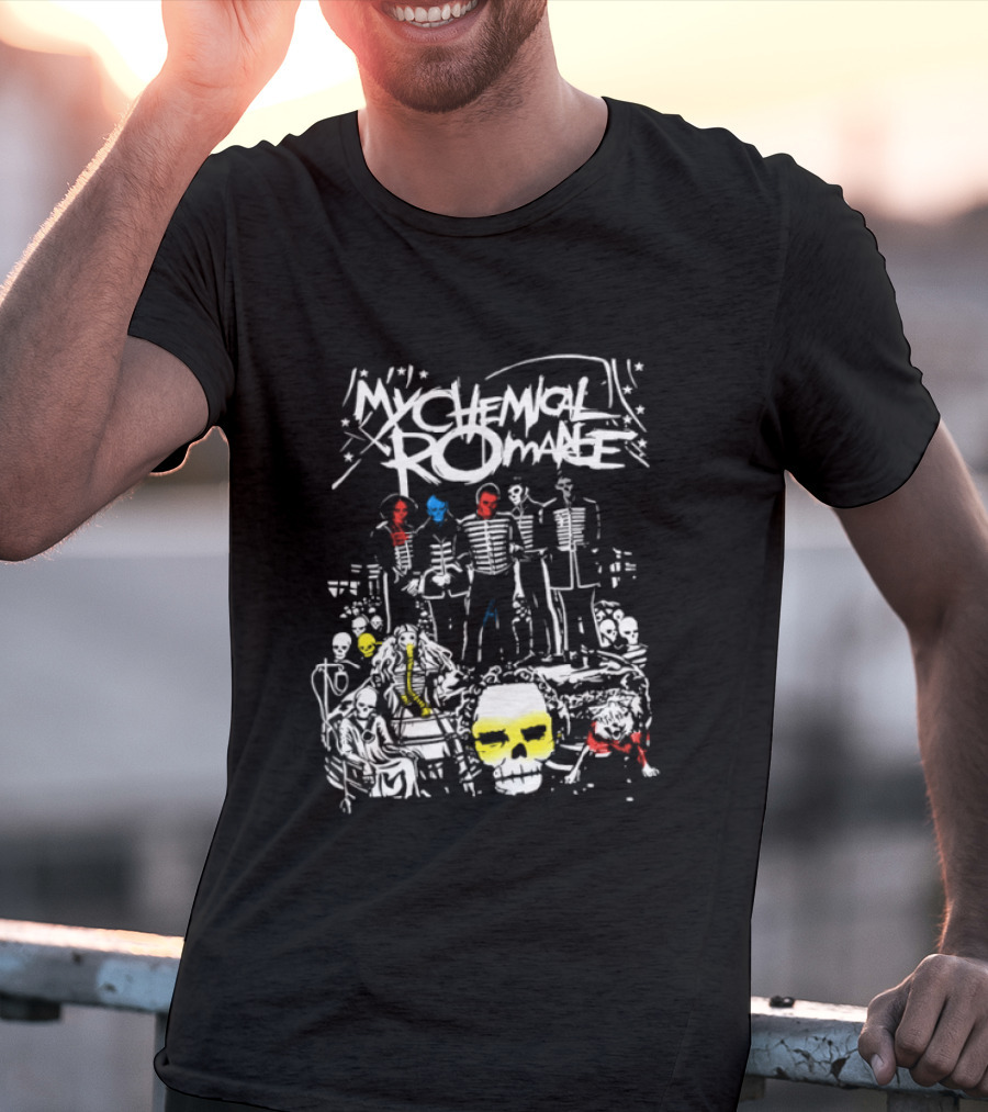 Skeletons My Chemical Romance Three Cheers Graffiti Rock T-Shirt