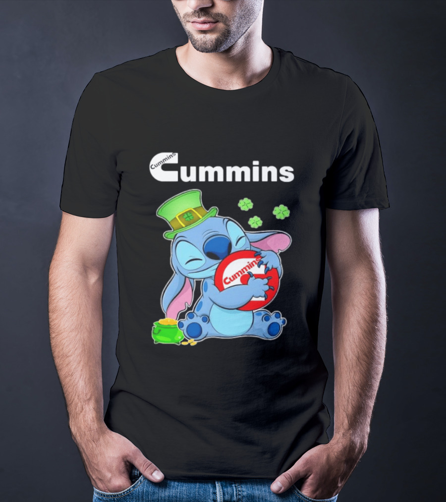 Cummins Stitch St Patricks Day Green Hat Shamrocks Hugging Coin Пот Gold T-Shirt