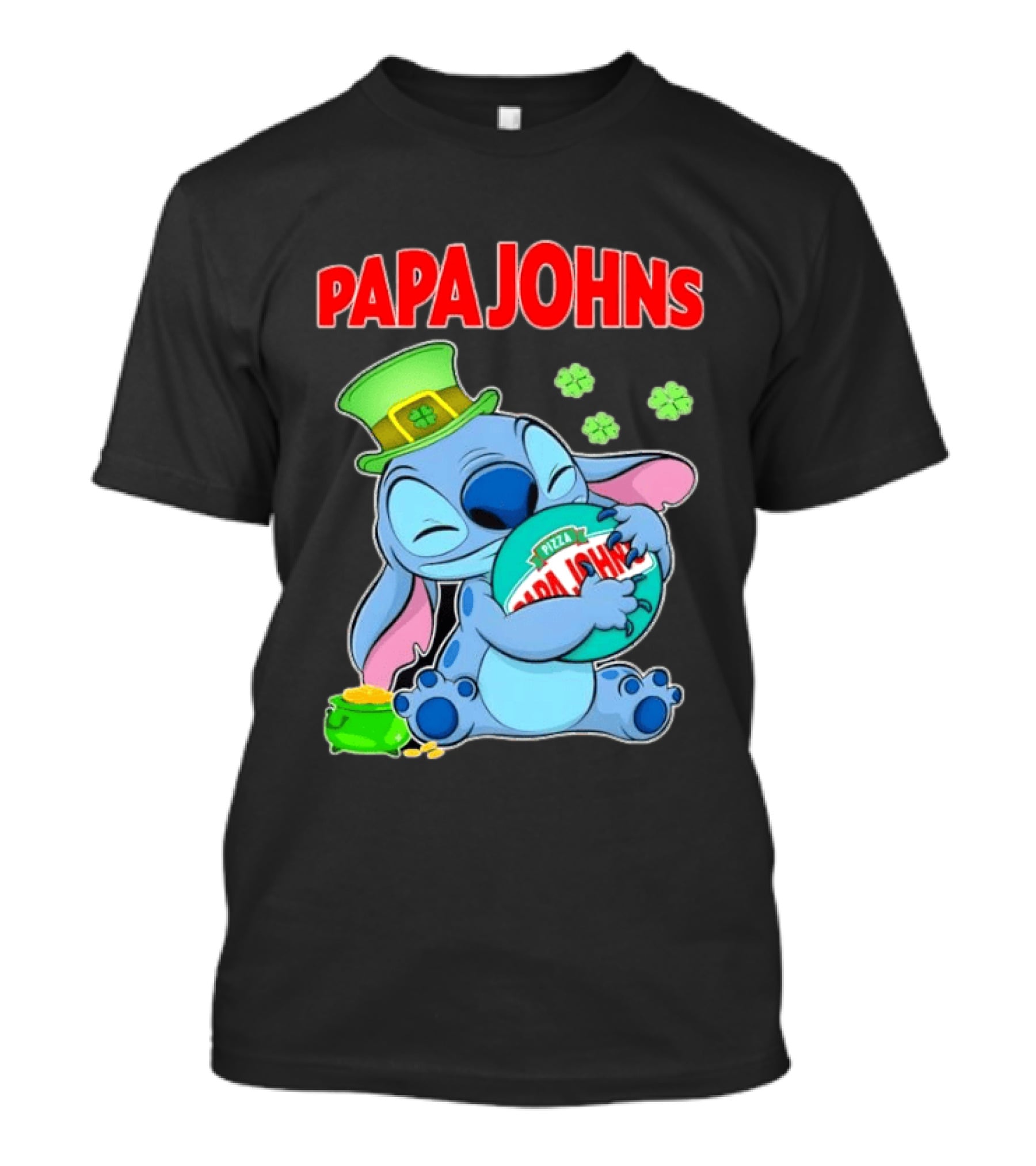 Papa Johns Stitch Pizza St Patricks Day Hug Clover T-Shirt