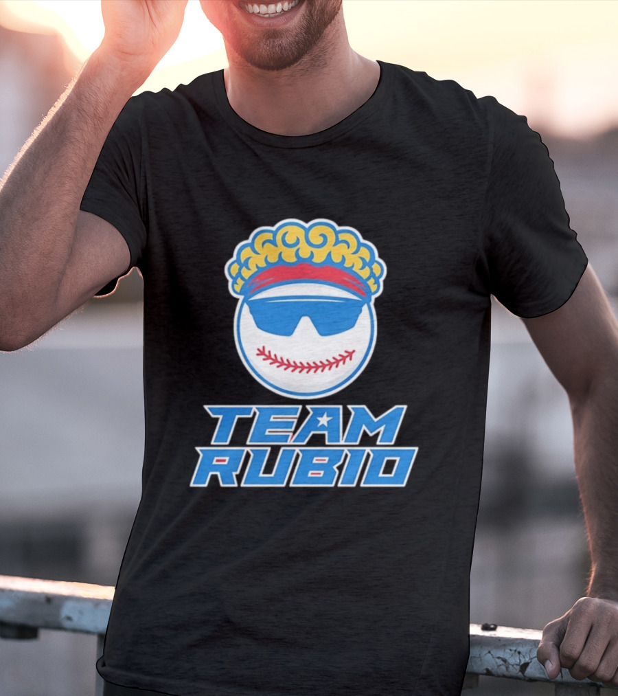 Team Rubio Baseball Puerto Rico Sunglasses Curly Hair T-Shirt