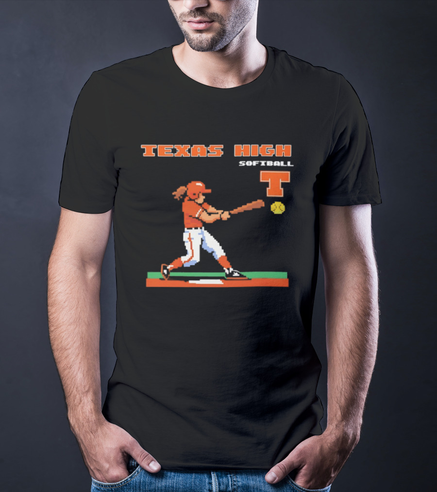 Texas High Softball Player Pixel Art T T-Shirt