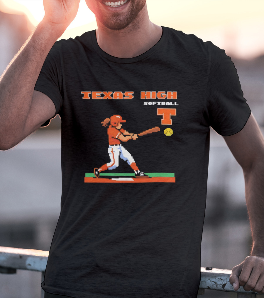 Texas High Softball Player Pixel Art T T-Shirt