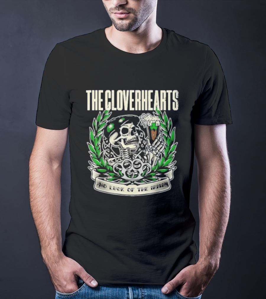 The Cloverhearts No Luck Of The Irish Skull And Beer Crest T-Shirt