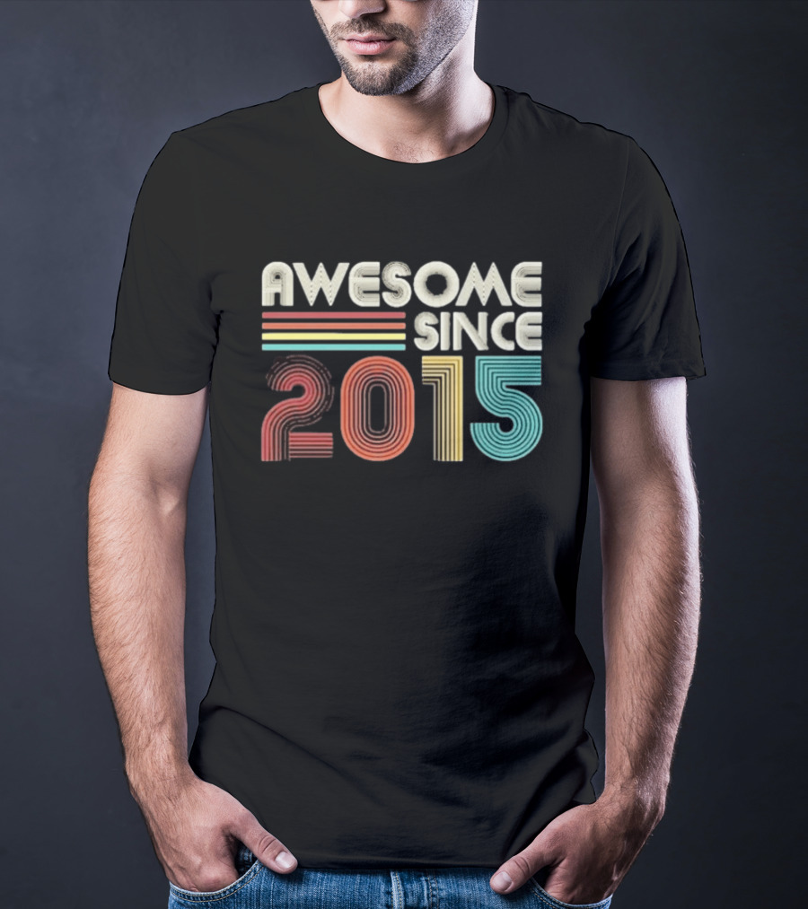 Awesome Since 2015 Retro Stripes T-Shirt