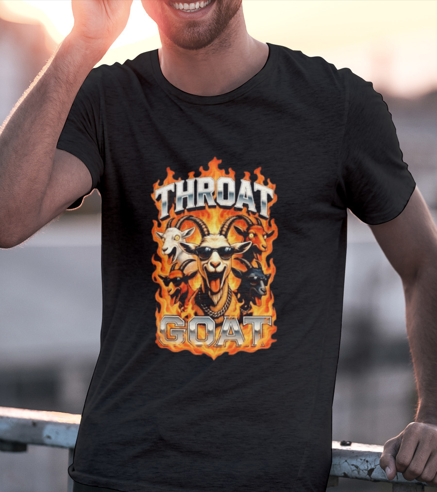 THROAT GOAT Fire And Flame Adult Humor Comedy T-Shirt