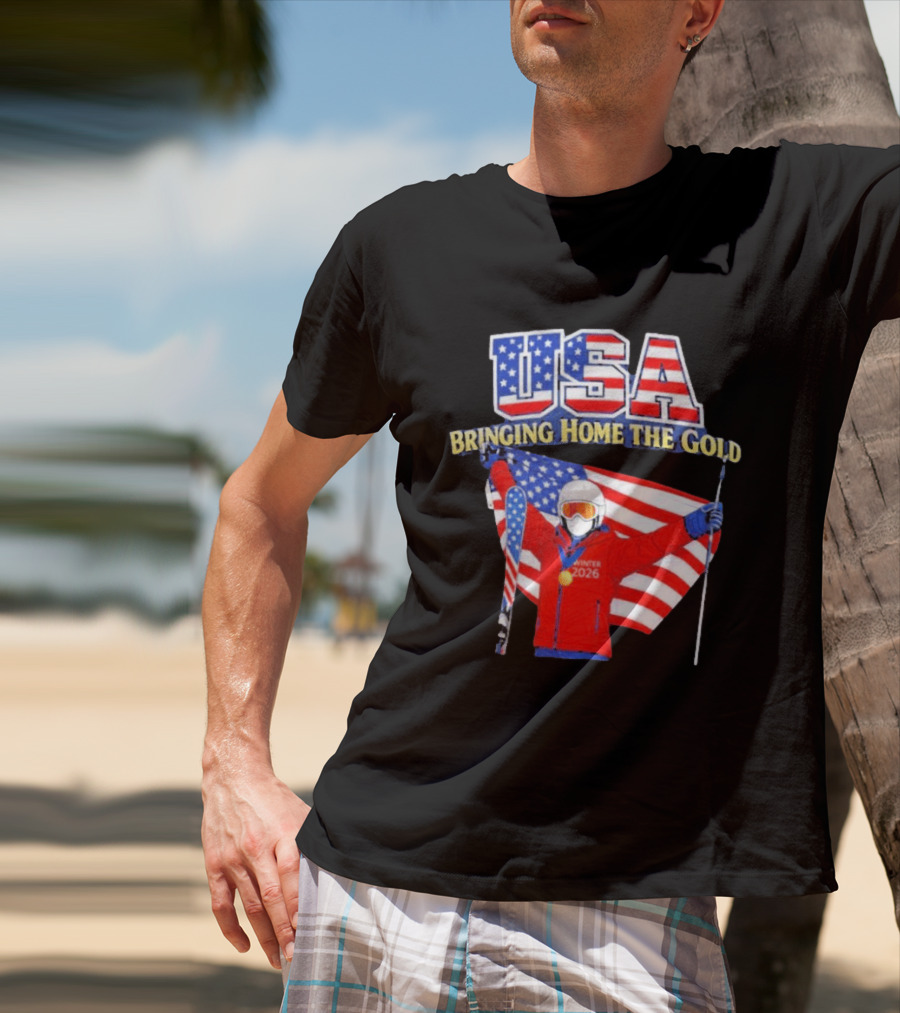 USA Bringing Home The Gold Winter 2026 Skiing Champion T-Shirt