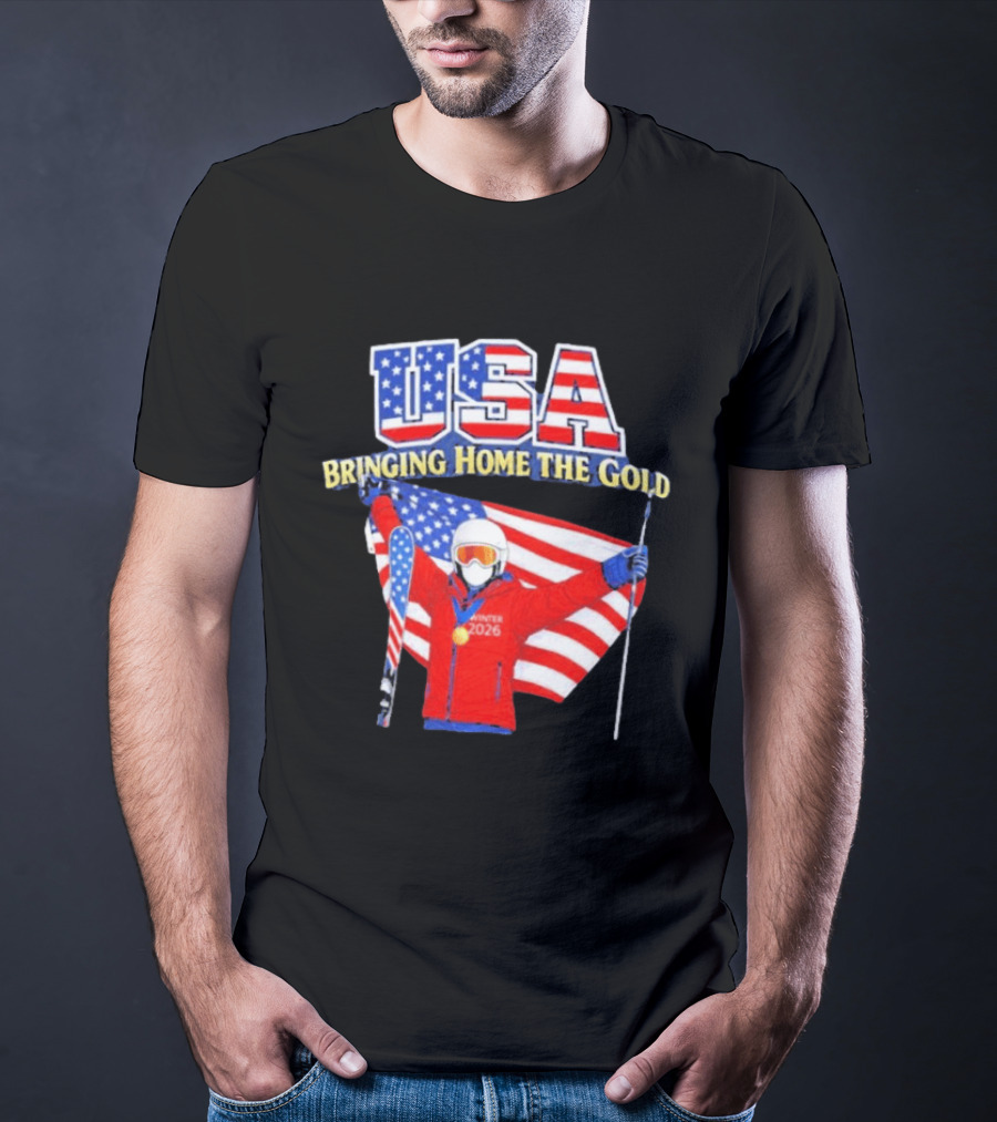 USA Bringing Home The Gold Winter 2026 Skiing Champion T-Shirt
