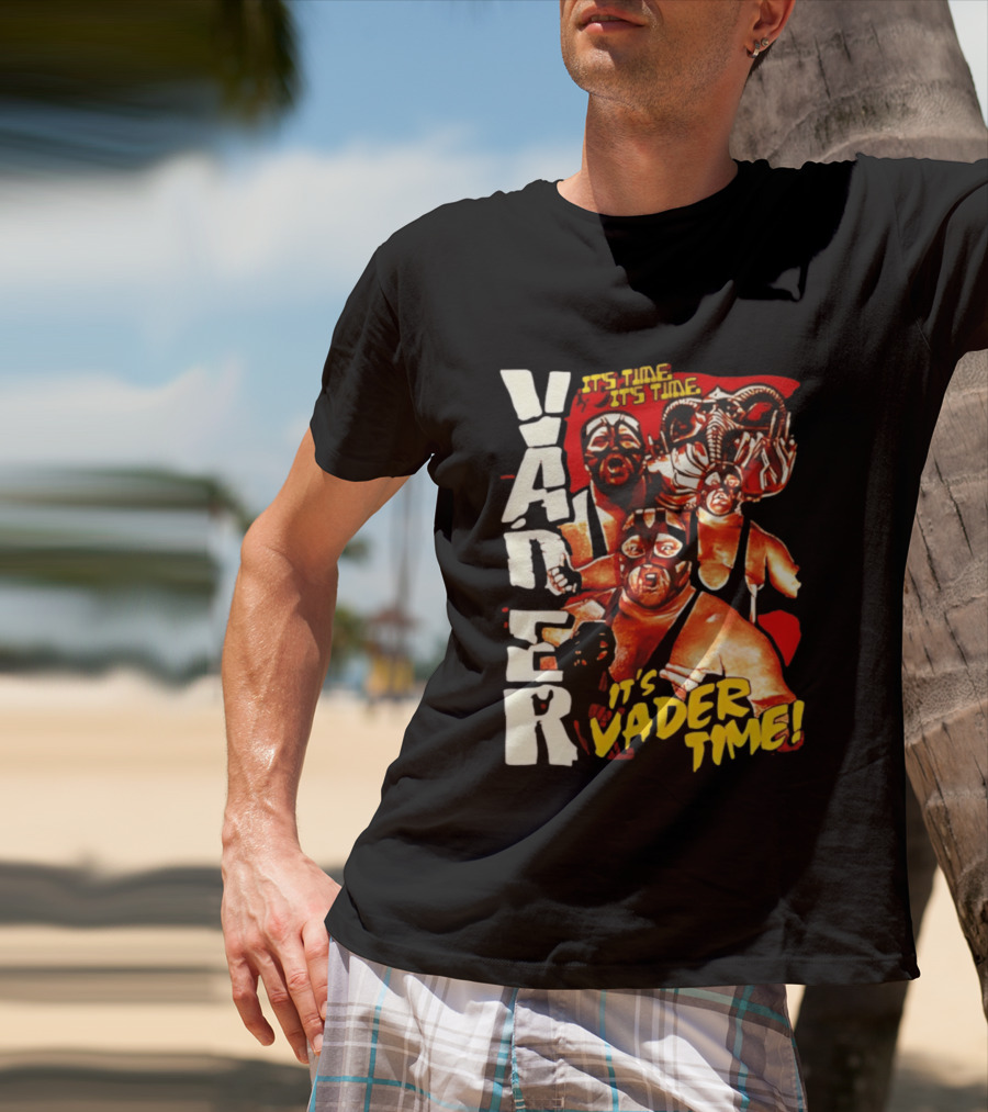 Vader It's Vader Time It's Time Wrestling Mask Collage T-Shirt