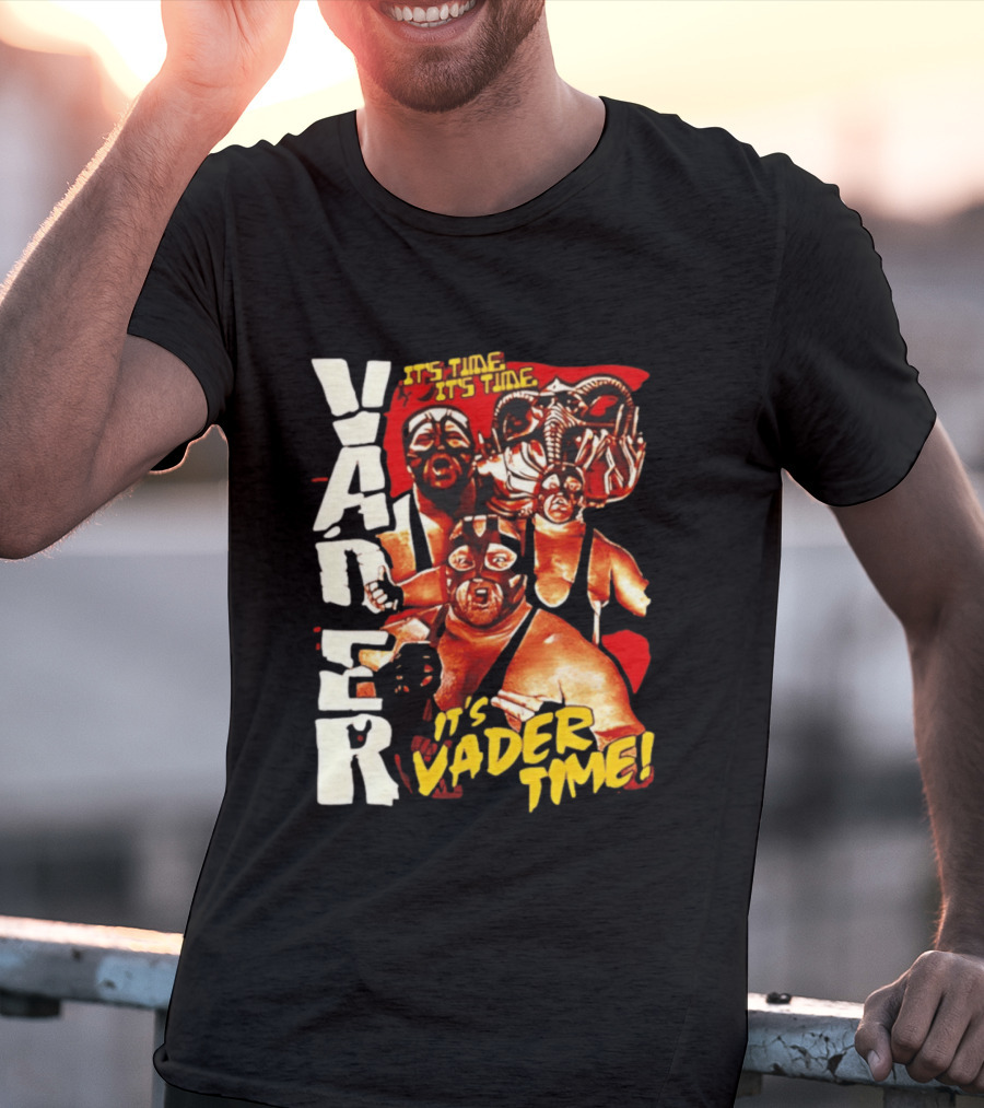 Vader It's Vader Time It's Time Wrestling Mask Collage T-Shirt