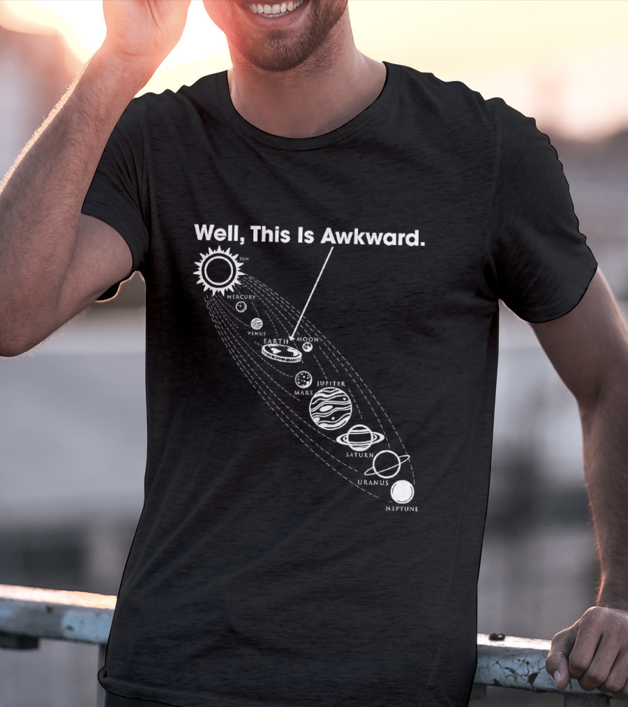 Well This Is Awkward Pluto Solar System Planets Humor T-Shirt