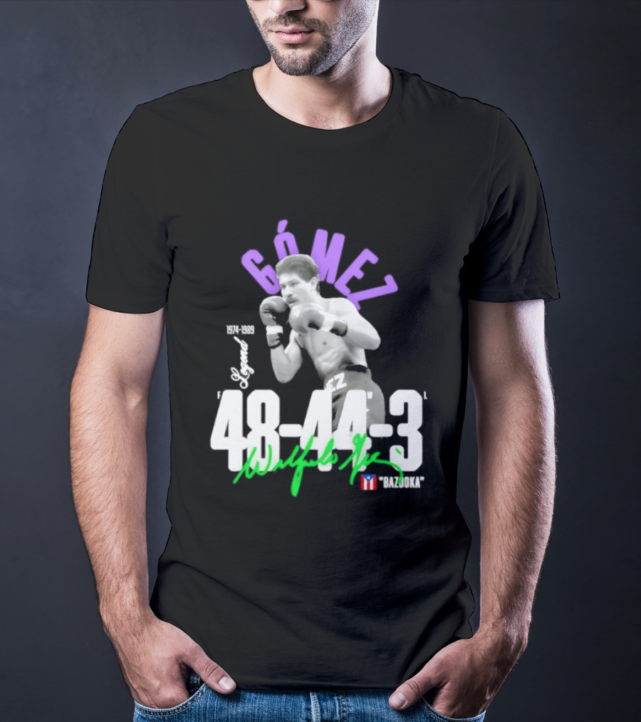 Wilfredo Gómez Bazooka Legend 48 44 3 Record 1973 1990 Puerto Rico Flag T-Shirt