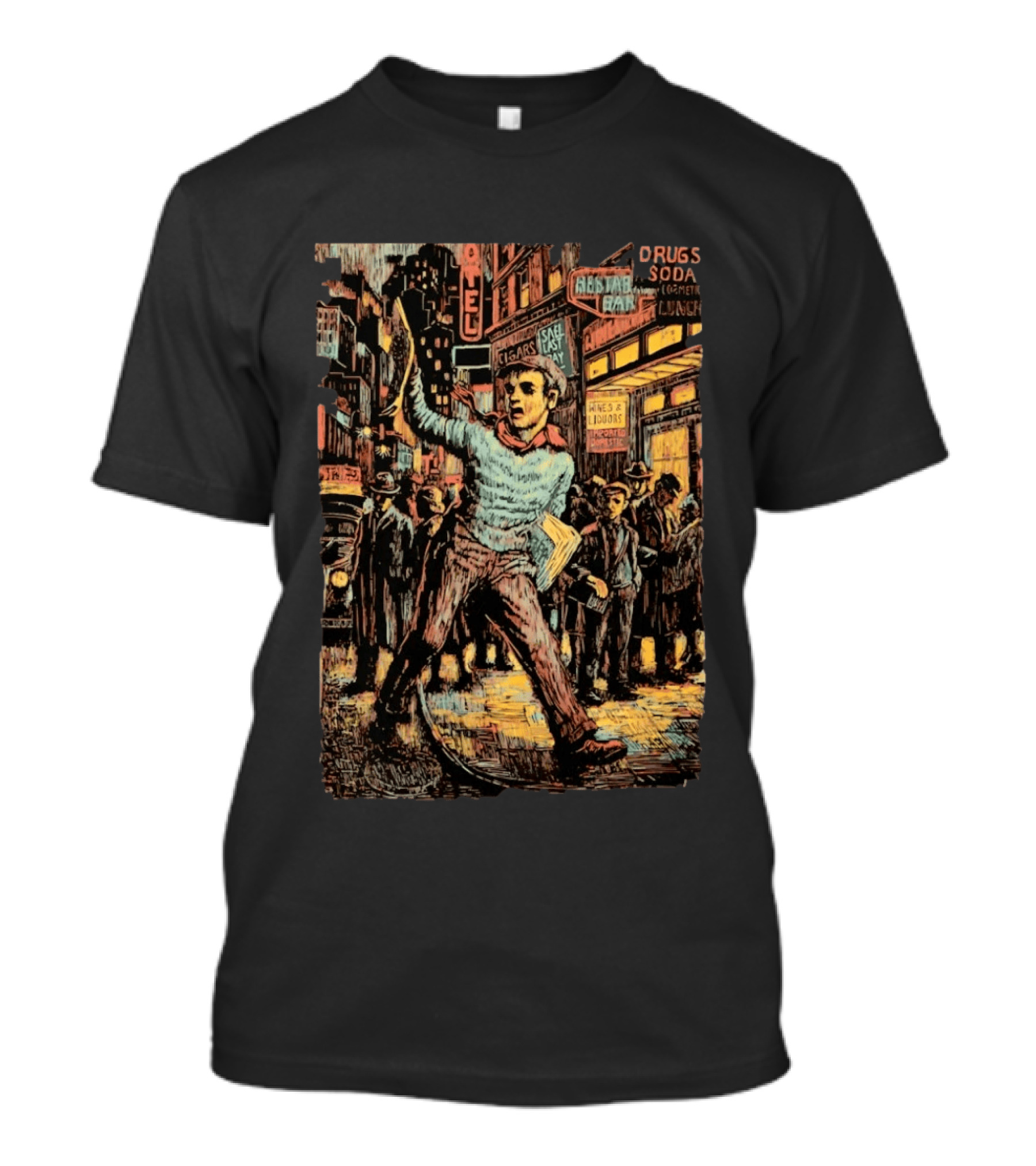 Wuxtry Extra Newsboy Vintage Cityscape Retro Advertisement T-Shirt