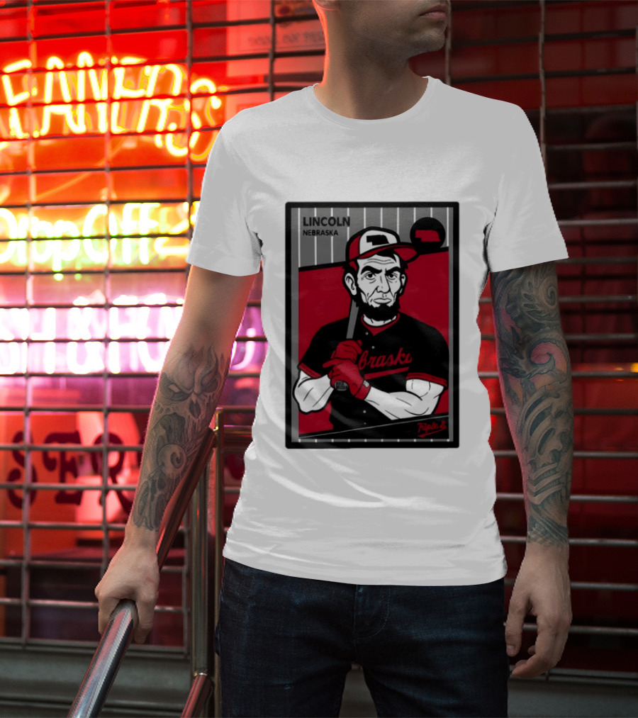 Lincoln Nebraska Cornhuskers Baseball Card Triple B T-Shirt