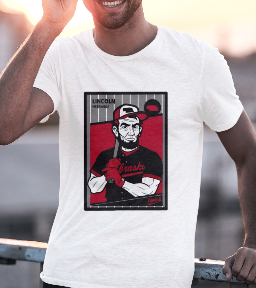 Lincoln Nebraska Cornhuskers Baseball Card Triple B T-Shirt