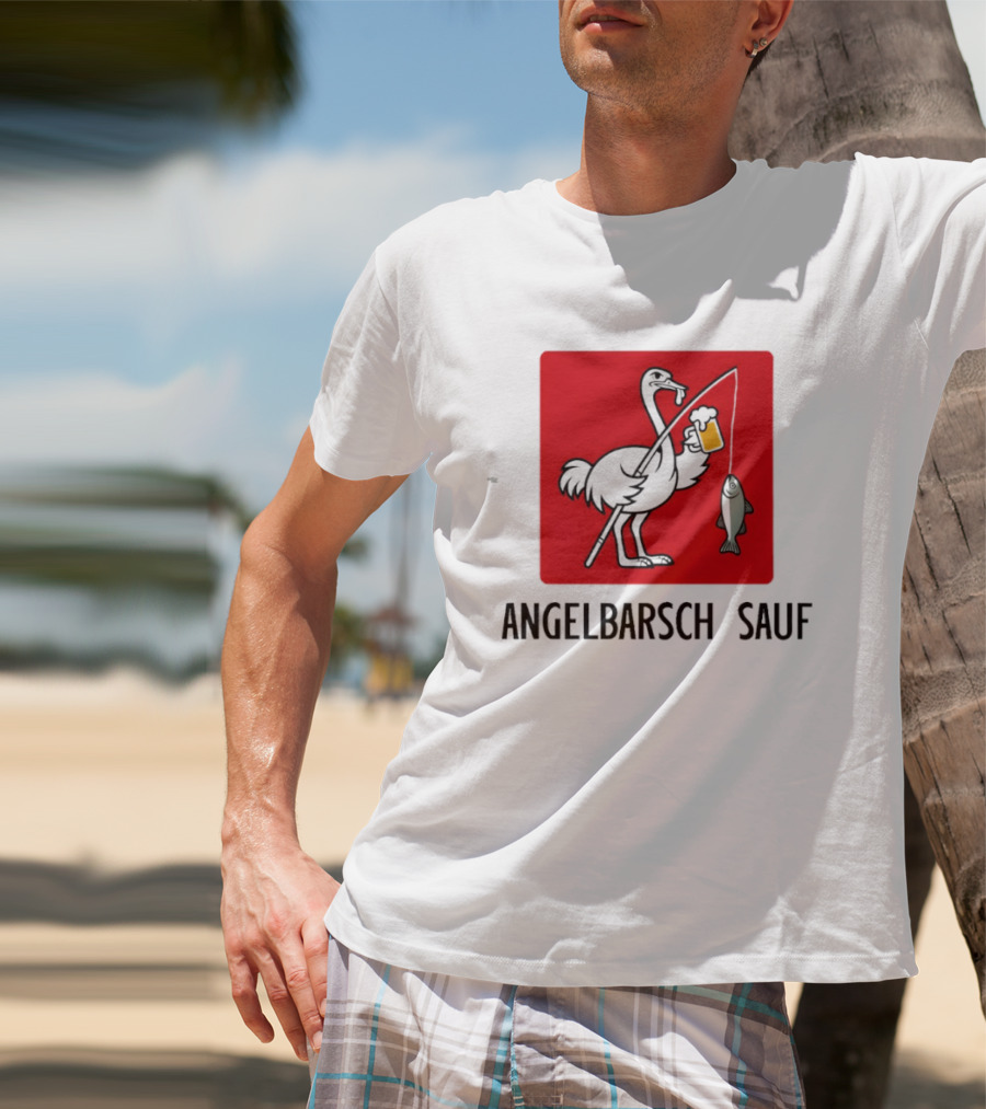 Angelbarsch Sauf Pelican Beer Fish Catching Fun T-Shirt