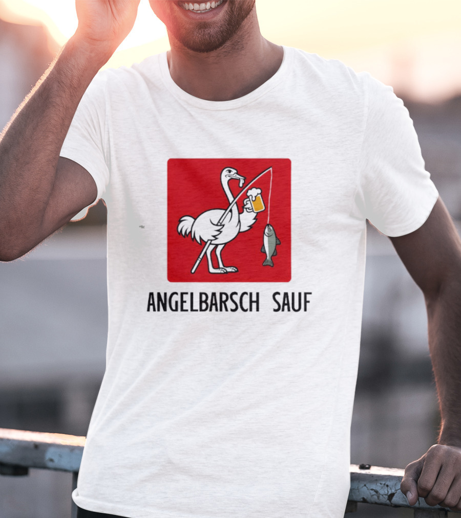 Angelbarsch Sauf Pelican Beer Fish Catching Fun T-Shirt