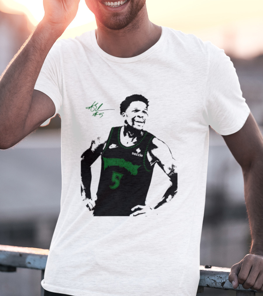 Anthony Edwards Minnesota Timberwolves Number 5 Signature T-Shirt