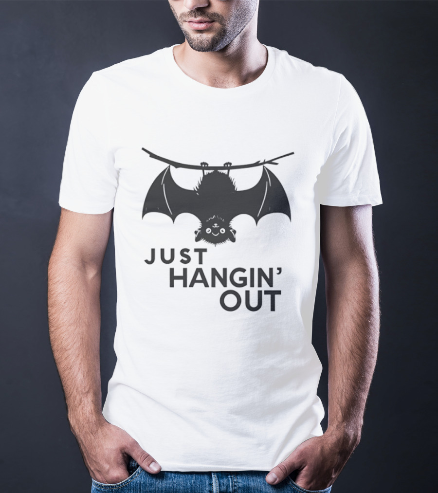 Just Hangin' Out Upside Down Bat Humor T-Shirt