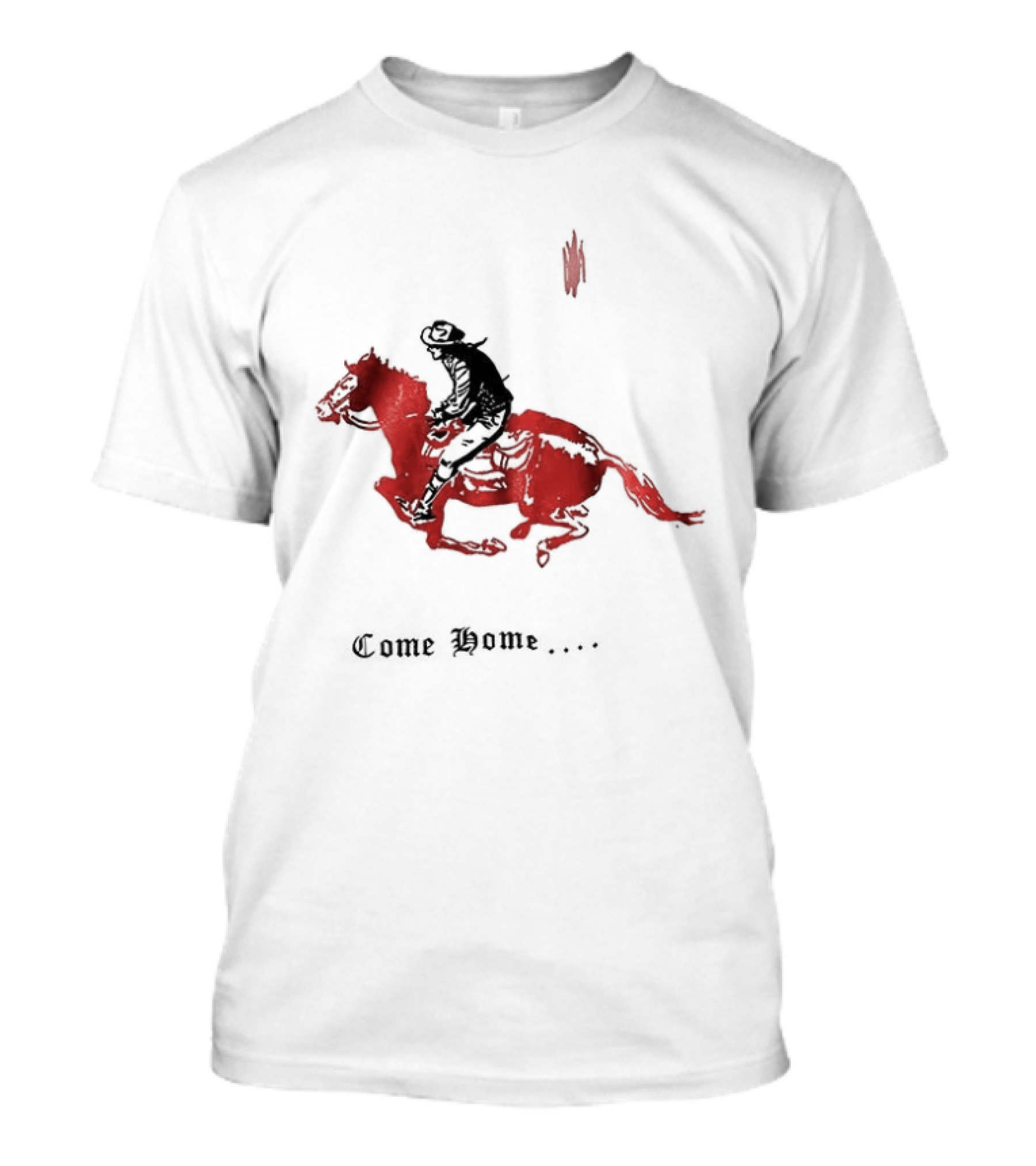 Come Home Cowboy Riding On Red Horse In Moonlit Night T-Shirt