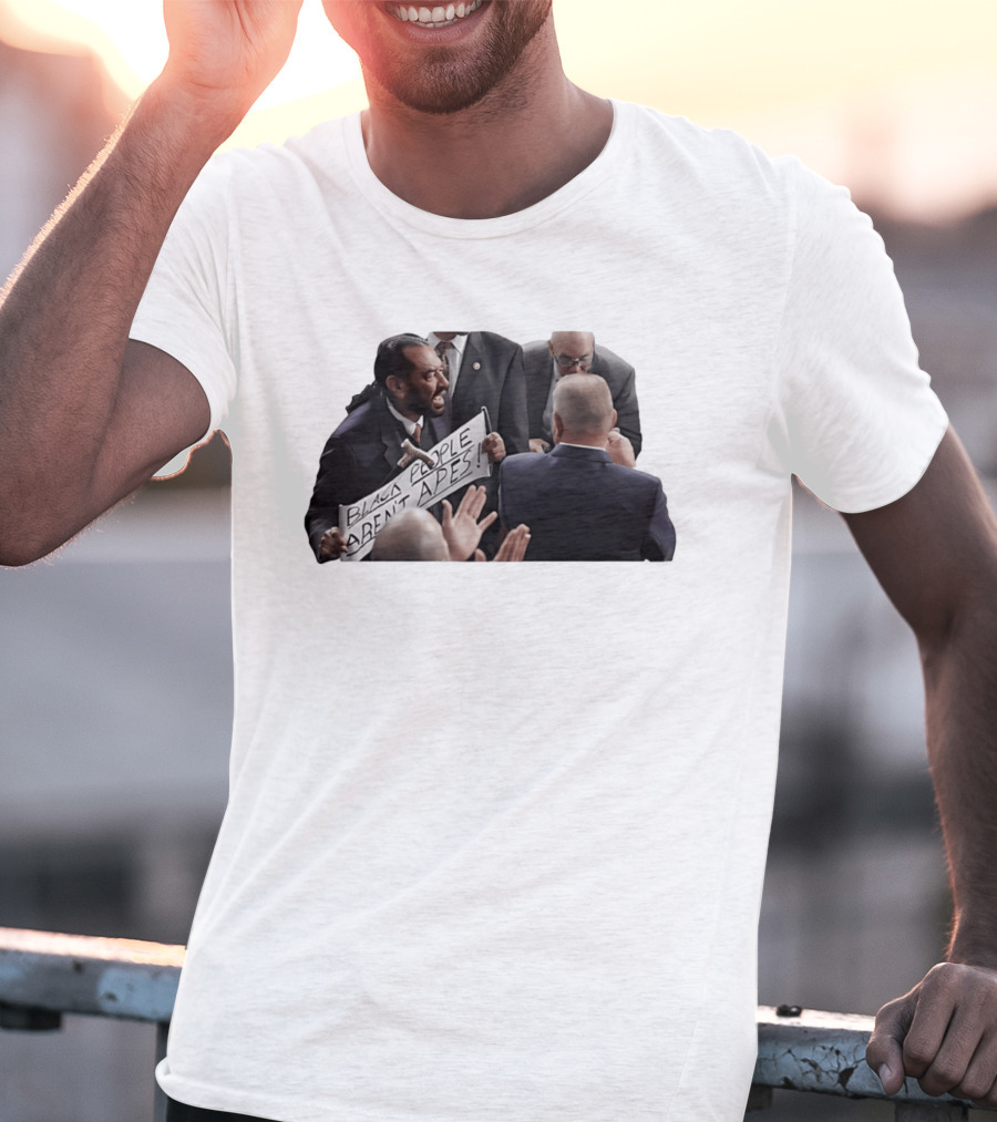 Black People Aren't Apes Protest Sign In Political Debate Scene T-Shirt