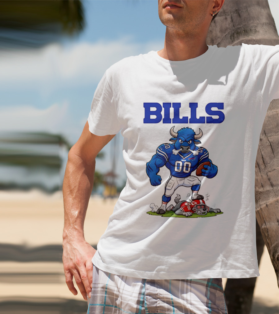 Buffalo Bills Mascot Defeats Kansas City Chiefs Rivalry NFL Football T-Shirt