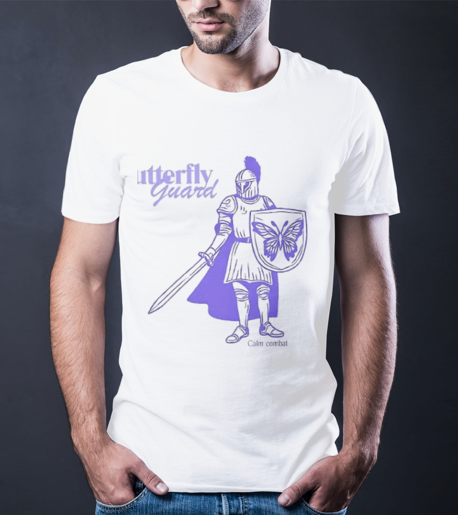 Butterfly Guard Calm Combat Knight With Shield And Sword T-Shirt